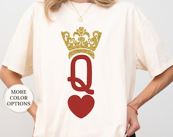 Comfort Colors® Queen Of Hearts Shirt, Birthday Mom Shirt, Funny Valentines Day Gift, Queen Mom Shirt, Birthday Queen Tee, Trendy Mom Shirt