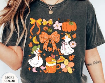Comfort Colors® Fall Goose Shirt, Cute Fall Shirt, Cozy Pumpkin Shirt, Woman Goose Shirt, Autumn Vibes, Coquette Fall Shirt, Floral Fall Tee