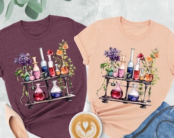 Camisa de laboratorio de vasos florales, camisa de química, camisa de tecnología de laboratorio, camisa de laboratorio, camisa de profesor de química, tecnología de laboratorio, camisa de estudiante de medicina