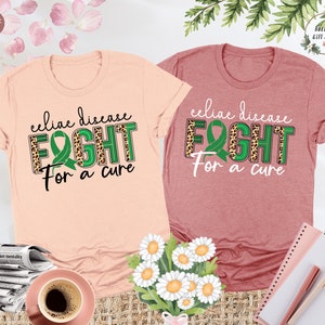 Celiac Disease Fight For A Cure Shirt, Celiac Tshirt, Gluten Free Tee, Celiac Disease Awareness Shirt, Gluten Free Gifts, Green Ribbon Shirt