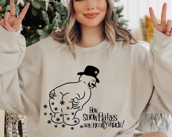 How Snowflakes Are Really Made Sweatshirt, Sarcastic Christmas Sweatshirt, Snowman Sweater, Funny Holiday Sweatshirt, Cute Christmas Sweater