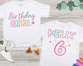 Custom Girls Birthday Shirt, 6th Birthday Girls Shirt, Girls Birthday Party Tee, Personalized Name And Age Birthday Shirt, Girls Bday Tshirt