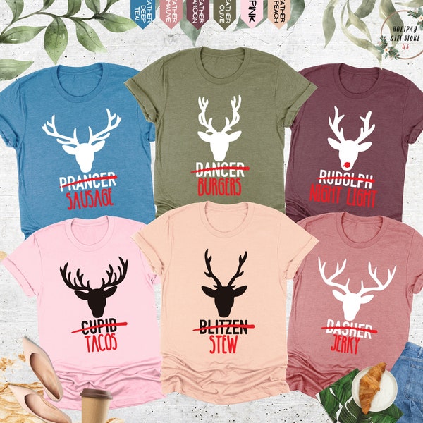 Santa's Reindeer Cuts Of Meat Shirt, Deer Hunting Shirt, Funny Christmas Shirt, Hunter Gift, Christmas Matching, Christmas Reindeer Shirt