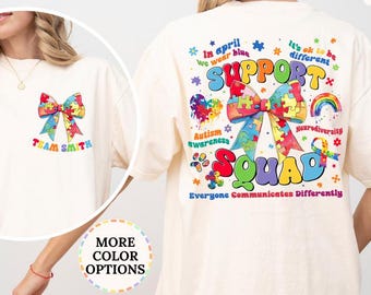 Comfort Colors® Personalized Autism Shirt, Autism Support Squad Shirt, Autism Acceptance, Sped Teacher Shirt, Custom Autism Team,Teacher Tee