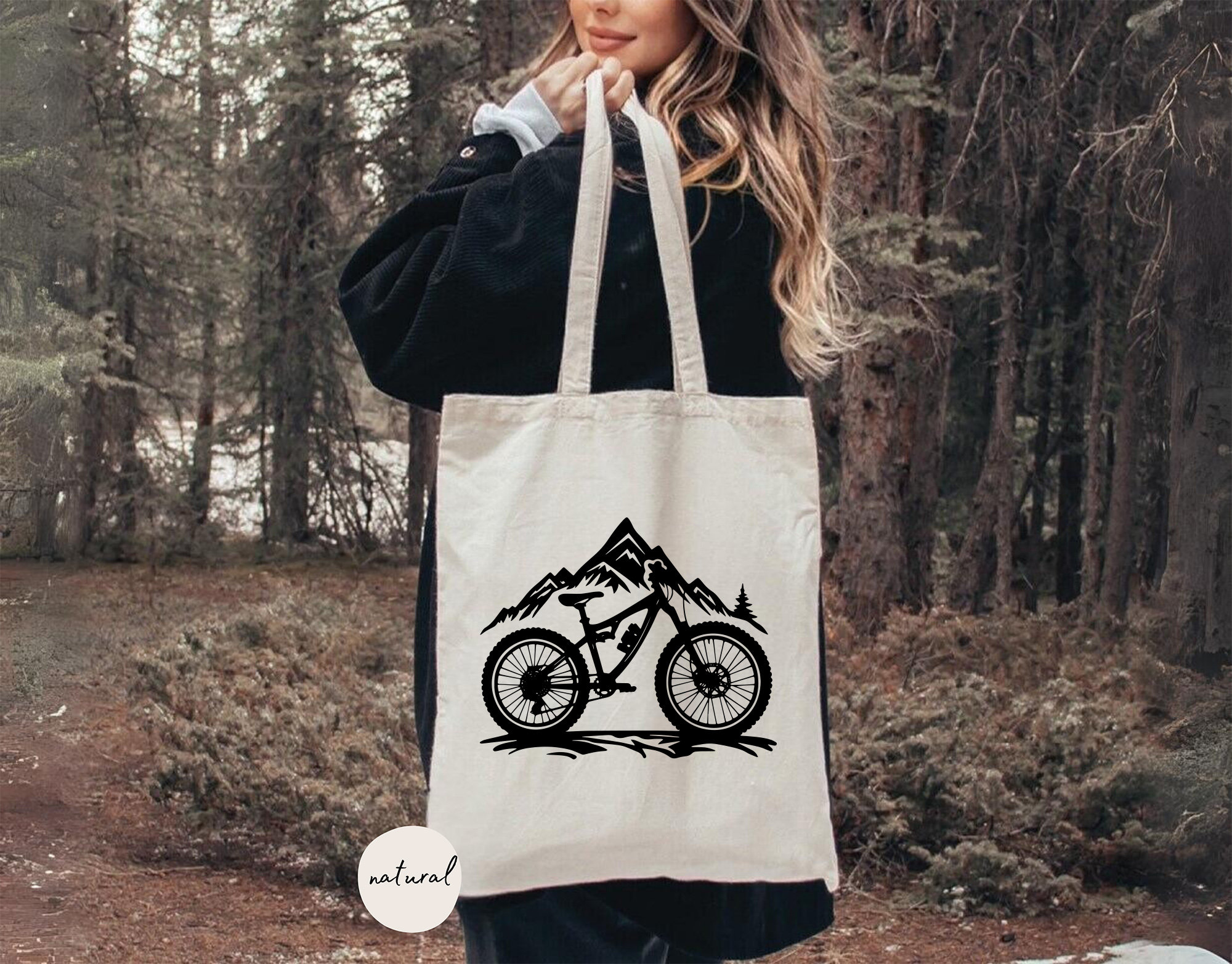 Vintage Bicycle Print Tote Bag - Upcycled Canvas With Genuine Leather Trim, Handcrafted & Unique - View #11