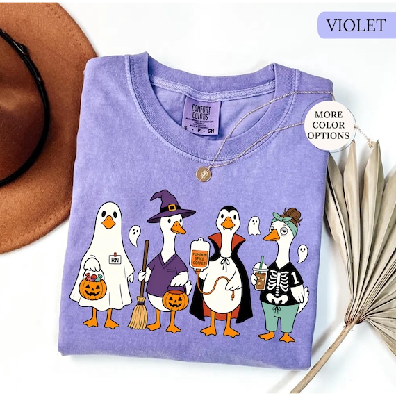 Comfort Colors® RN Halloween T-Shirt, Spooky Nurse Halloween Gift, Scary ER RN Fall Tee, Registered Nurse Gifts, Spooky Nurse Goose Tshirt