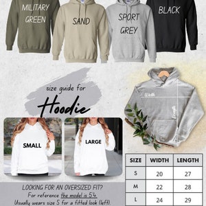 the hoodie sizes guide for a women's hoodie