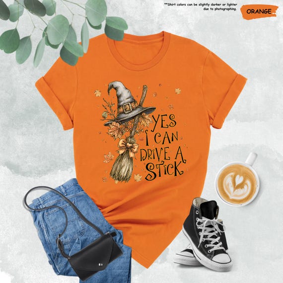 Yes I Can Drive A Stick Shirt, Funny Witch Shirt, Halloween Witchy Shirt, Girly Halloween Gift, Halloween Party Shirt, Womens Halloween Tee