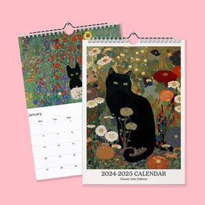 Classic Cats 2024 Wall Calendar -  Monthly Calendar, Illustrated 12 Month Calendar, Wall Decor