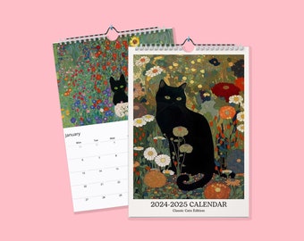 Classic Cats 2024 Wall Calendar -  Monthly Calendar, Illustrated 12 Month Calendar, Wall Decor