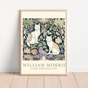 1 William Morris Cats Printed Art Print, William Morris Art Print, Exhibition Posters, Museum Prints, Floral Art Print, Cat Poster, Wall Art