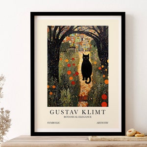 Gustav Klimt Cat Garden Wall Art Print Poster Framed Art Gift