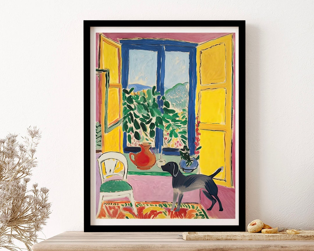 henri-matisse-open-window-with-dog-painting-wall-art-print-poster