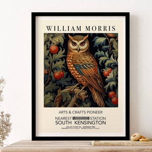 William Morris Print Exhibition Poster Owl Print Wall Art Print Poster Framed Art Gift