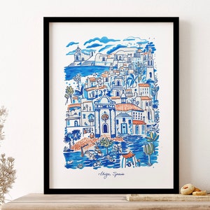 Ibiza Spain Illustration Line Art Travel Wall Art Print Poster Framed Art Gift