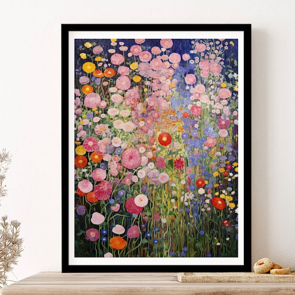 Gustav Klimt Flower Digital Paper Seamless Saturated Flowers ...