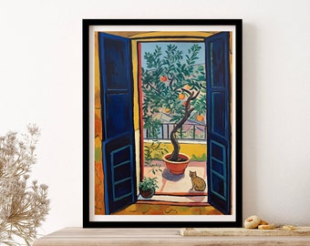 Henri Matisse Tuscany Italy Cat By The Window Mediterranean Wall Art Print Poster Framed Art Gift