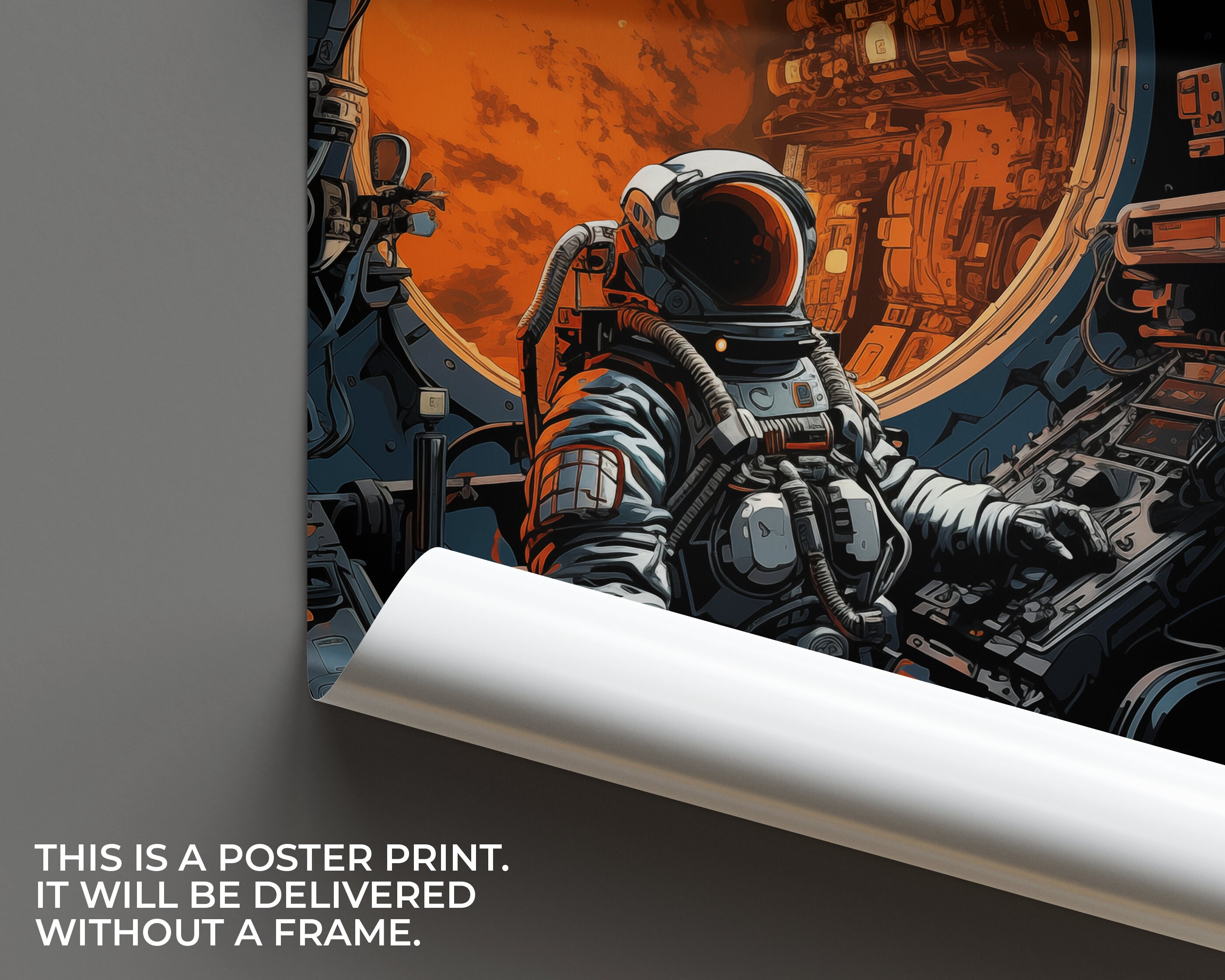 Astronaut in the Space Station Poster Space Art Futuristic Print ...