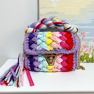 Bolso coquette/bolso tejido ganchillo/bolsa de lujo capri/cartera bandolera de punto/bolso de hombro con cadena  oro/crossbody hecho a mano