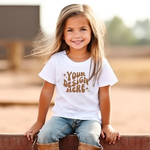 Kids Bella Canvas 3001T White T-Shirt Mockup Kids T-Shirt Mockup Girl TShirt Mockup Kids Outdoor Mockup Toddler Girl Summer Mockup