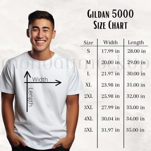 5000 Size Chart Mockup G5000 Size Chart G 5000 Unisex Size Chart Mens T-shirt Size Chart Gildan 5000 Mockup, G 5000 Men Size chart