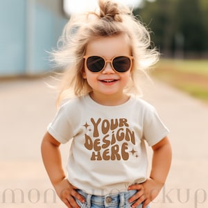Kids Bella Canvas 3001 Natural Kids Shirt Mockup Bundle Girls T-Shirt Mock up Summer Mockup Toddler Tshirt Mock Ups Tshirt Mockup Bundle