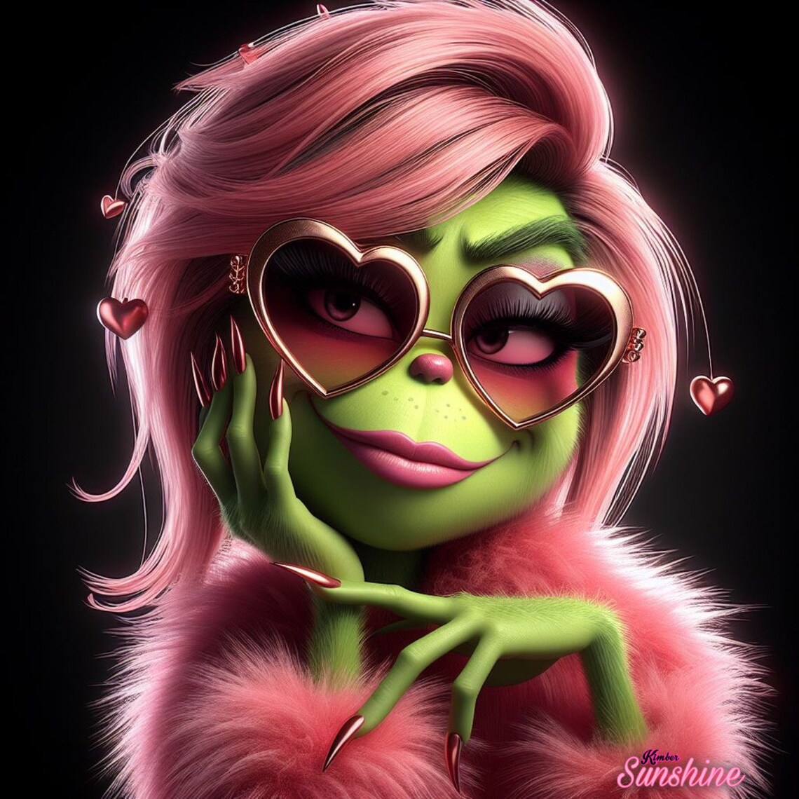 Series 2,set of 5 Grinchette Life Thru Rose Colored Heart Glasses Etsy