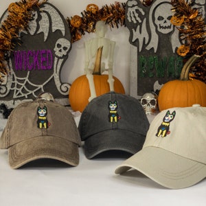 Day of the Dead Cat Embroidered Hat - Festive Embroidery - Dia de los Muertos Cap