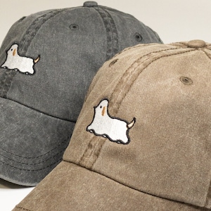 Ghost Dog Embroidered Dad Hat - Spooky Dog Lover Gift - Halloween Baseball Cap