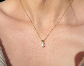 Einzelperle Halskette, Minimalist Einzelperle Halskette, Hochzeitskette, 18K Gold Filled Perlenkette, Braut kette, Geschenk für sie