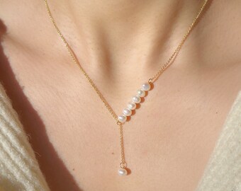 Süßwasser Perlen Halskette, Natur Perlen Perlen Halskette, Perlen Anhänger Halskette, Brautjungfer Geschenk, Hochzeit Halskette, Geschenk für Sie