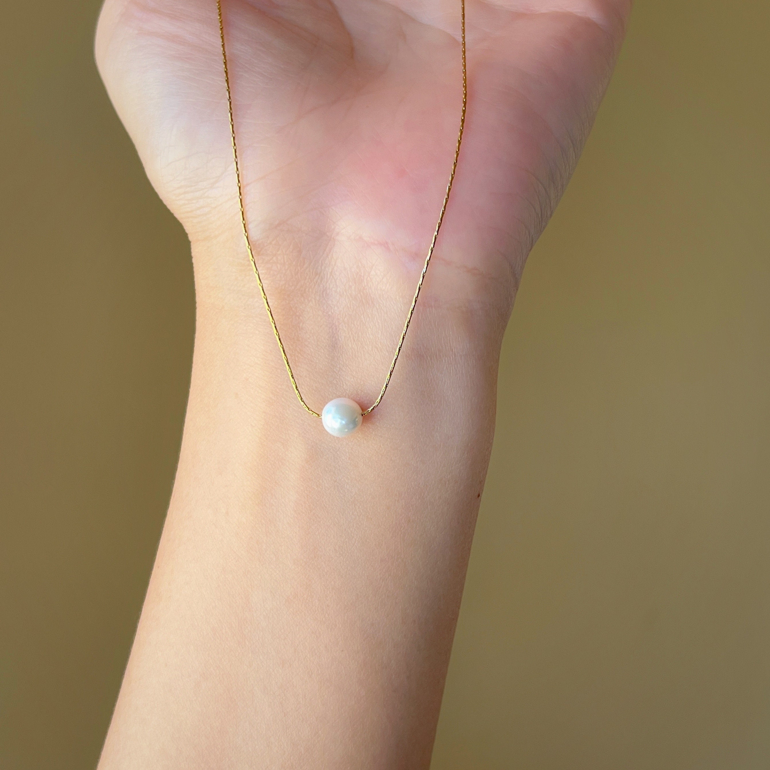 Minimalist Single Pearl Necklace, Wedding Necklace, Single Pearl