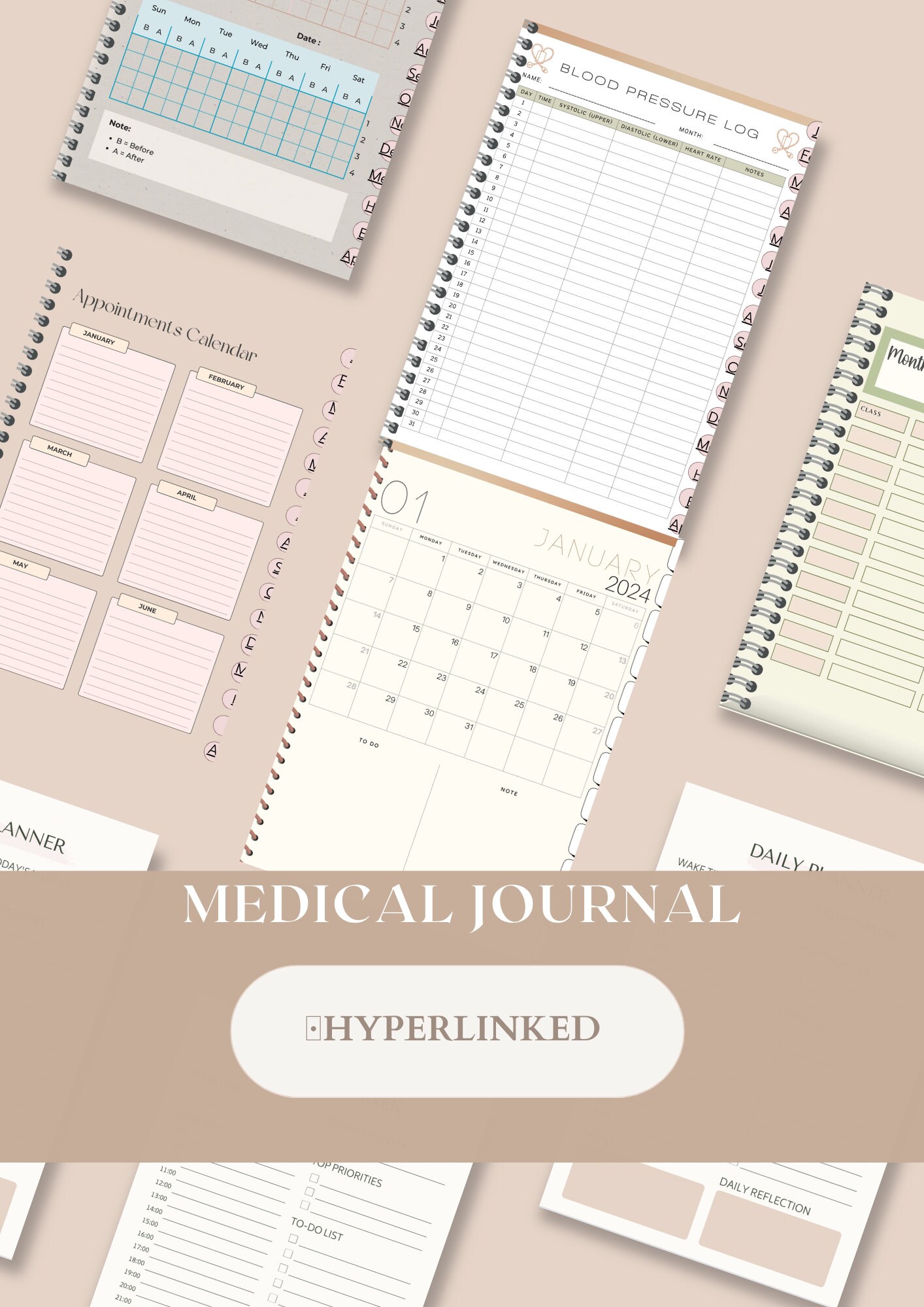 Medical Planner, Medical Journal, Medical Digital Planner, Caregiver