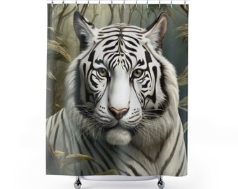 Weißer Tiger Duschvorhang