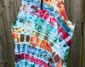 Camiseta sin mangas unisex con teñido anudado personalizado de colores brillantes