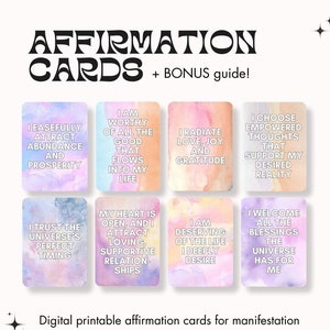 Cartões de Afirmação Positiva para Manifestar a Vida dos Seus Sonhos | Cartões de Afirmação Diários Digitais e Imprimíveis | Manifestation Oracle Deck