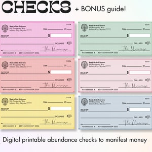 Abundance Checks for Manifesting Money | Manifestation Checks | Vision Boards | Instant Download + Printable PDF