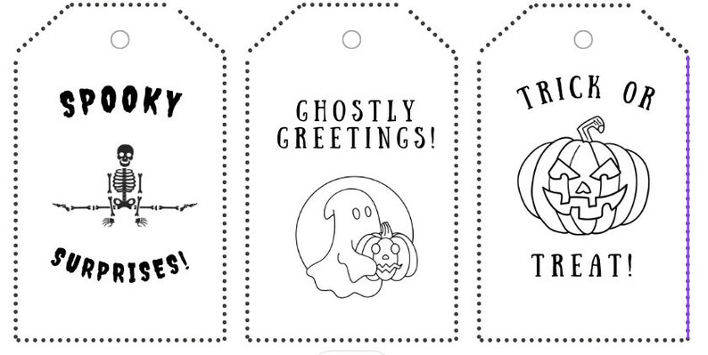 Printable Halloween Gift Tag, Favor Bag Tag personalize With Black and ...