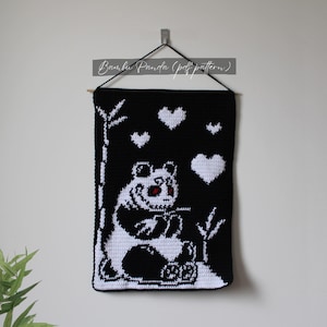 Panda Gobelin Häkelanleitung: Dunkler Wandbehang (PDF-Häkelanleitung)