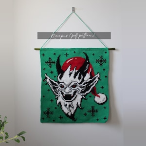 Krampus Tapestry Crochet Pattern: Scary Christmas Wall Hanging (PDF Pattern) image 1