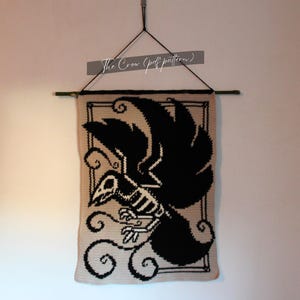 Patrón de crochet para tapiz de esqueleto de cuervo: Tapiz de pájaro para pared (patrón PDF)