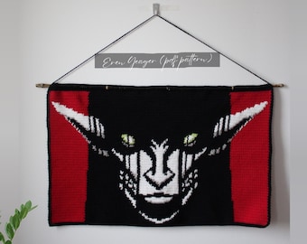 Patrón PDF de crochet para tapiz de Attack Titan / Tapiz inspirado en Eren Yeager