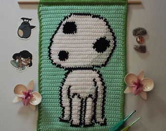 Forest Spirit Tapestry Crochet Pattern Ghibli Wall Hanging (PDF Pattern)