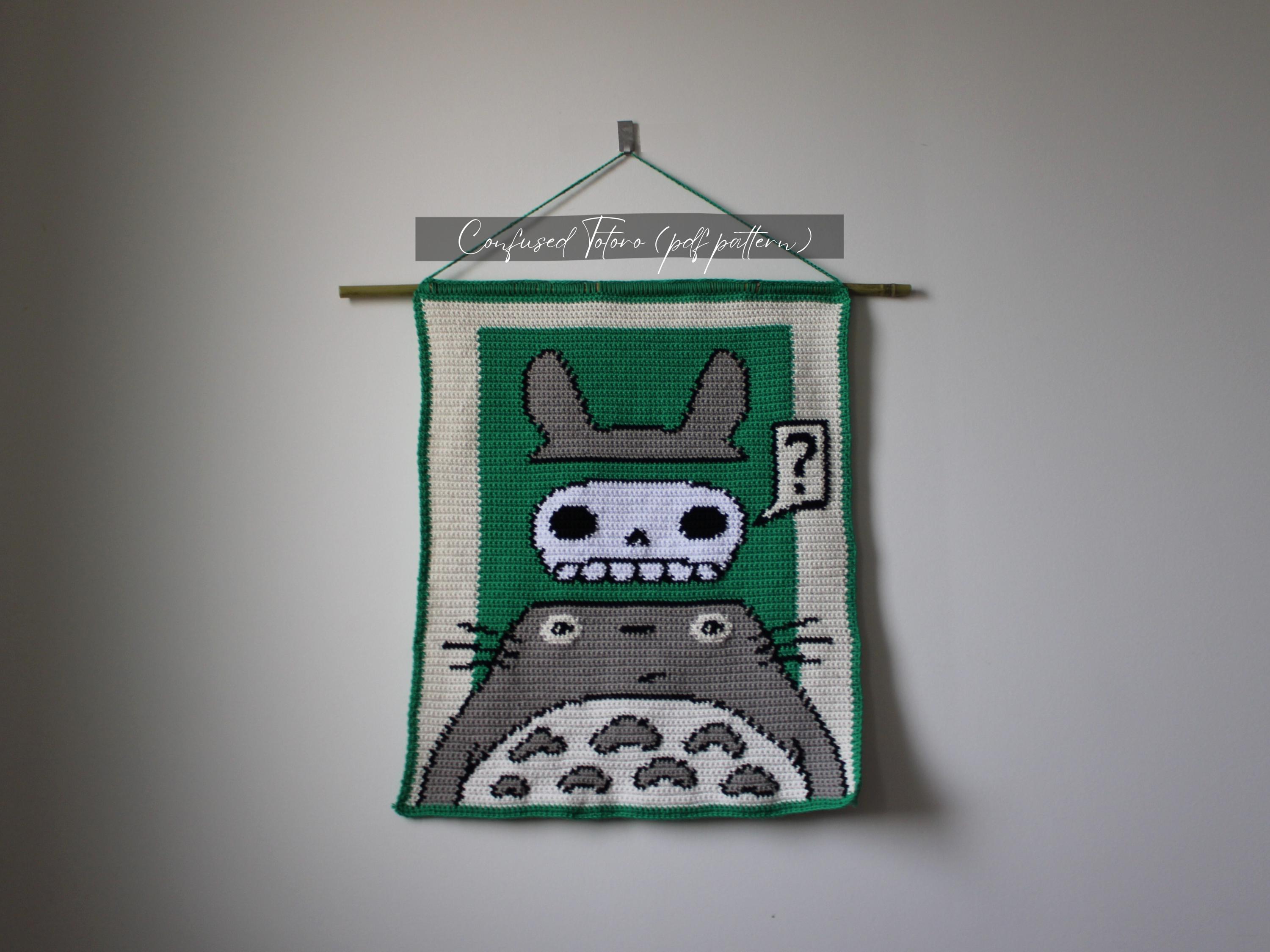 30 Totoro Crochet Patterns for Amigurumi, Gifts, and Home Decor 32 Confused Totoro Tapestry Wall Hanging Pattern