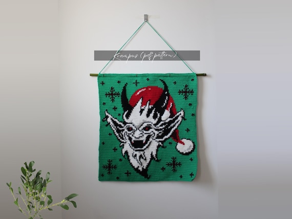 Krampus Tapestry Crochet Pattern: Scary Christmas Wall Hanging (PDF Pattern)