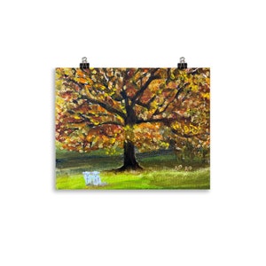 Póster en papel fotográfico Árbol colorido en Hampstead Heath, corderos de nieve y ardillas doradas (campaña inglesa)