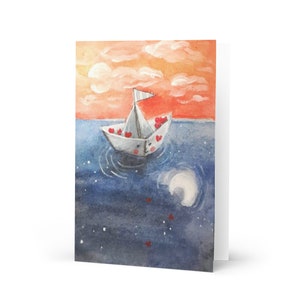 Saluto amore barca di carta carta kawaii