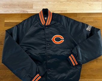 Chalk Line Chicago Bears NFL | Veste Bleu Nylon Satin | Sz S 80-90s | Jacket Baseball-Style | Bomber | US | Chalk Line en satin | Unisex