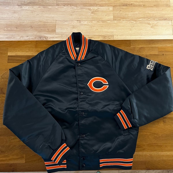 Chalk Line Chicago Bears NFL | Veste Bleu Nylon Satin | Sz S 80-90s | Jacket Baseball-Style | Bomber | US | Chalk Line en satin | Unisex