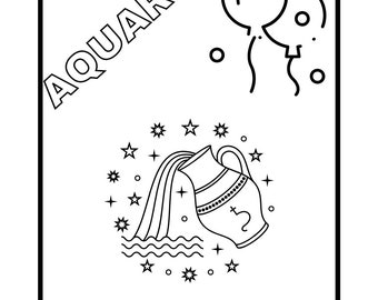 Printable: Aquarius Zodiac Sign Mandala Coloring Pages, Adult Coloring ...